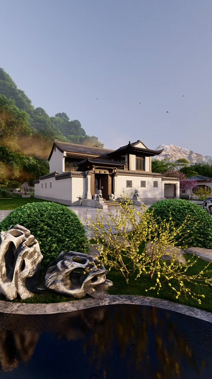 中式四合院二层别墅设计图纸中式小院设计图效果图