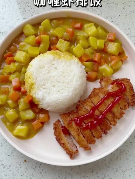 分分钟光盘的咖喱虾排饭不会自己做虾排可以试试这个小虾-度小视