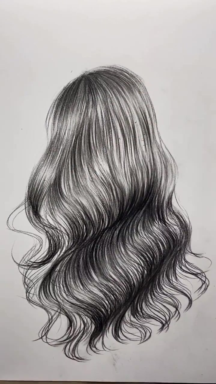 大波浪发型绘画发型素描波浪发型绘画