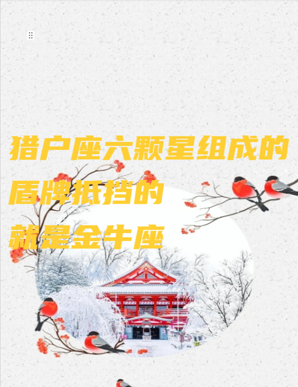 猎户座六颗星组成的盾牌抵挡的就是金牛座 猎户座六颗星组成的盾牌