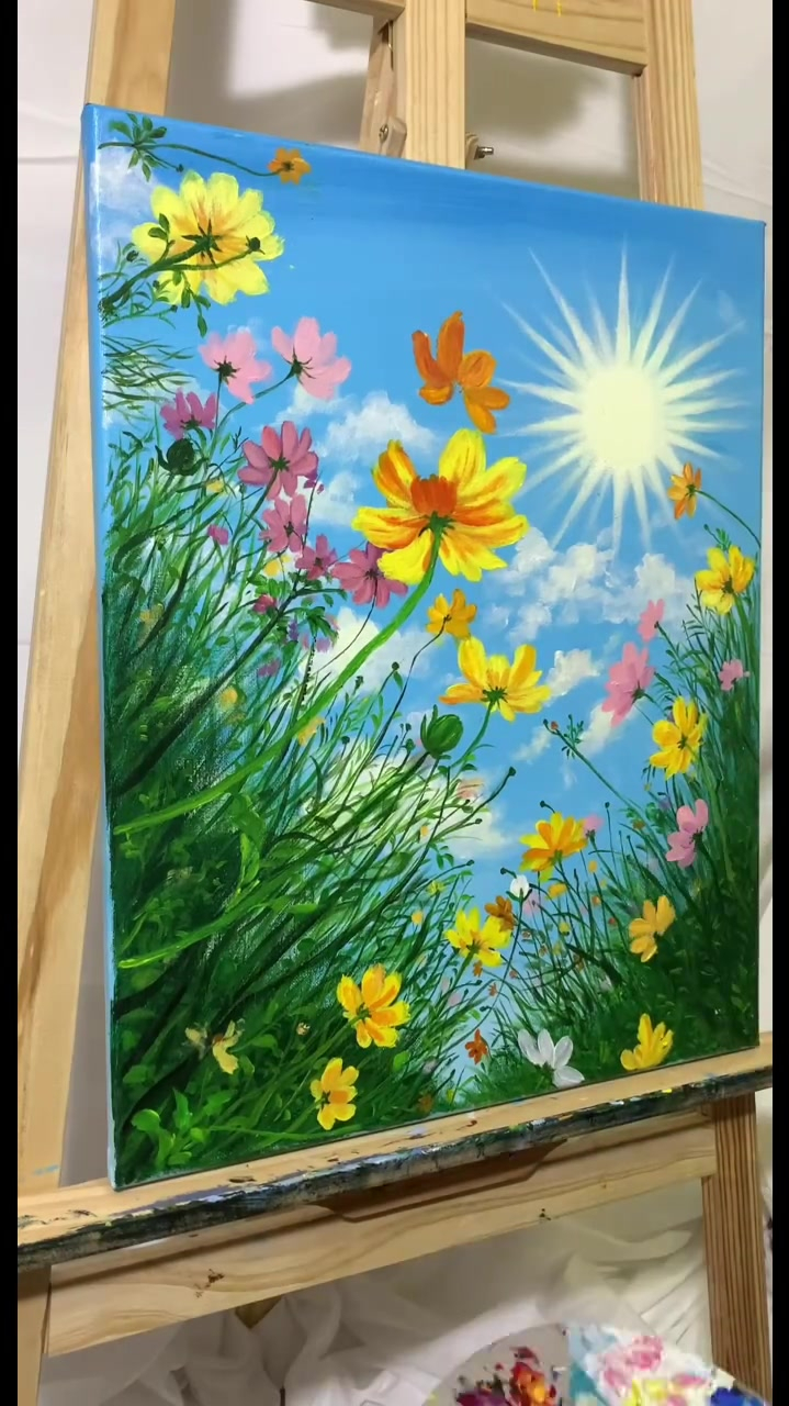 丙烯画格桑花详细视频教程来啦,附配色-度小视