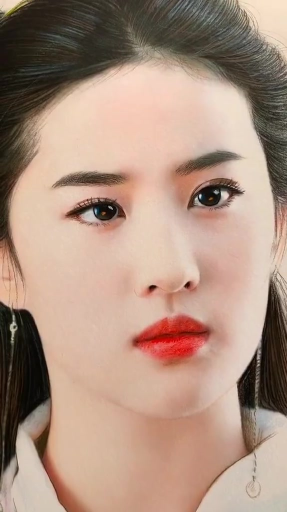 彩铅手绘画赵灵儿刘亦菲画像