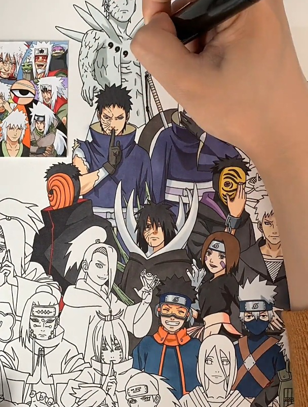 全家福怎么能少的了土哥呢?画个带土成长合集吧 火影忍者 带土