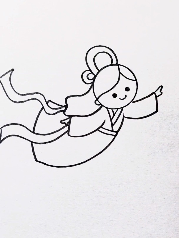 中秋节简笔画素材嫦娥奔月简笔画