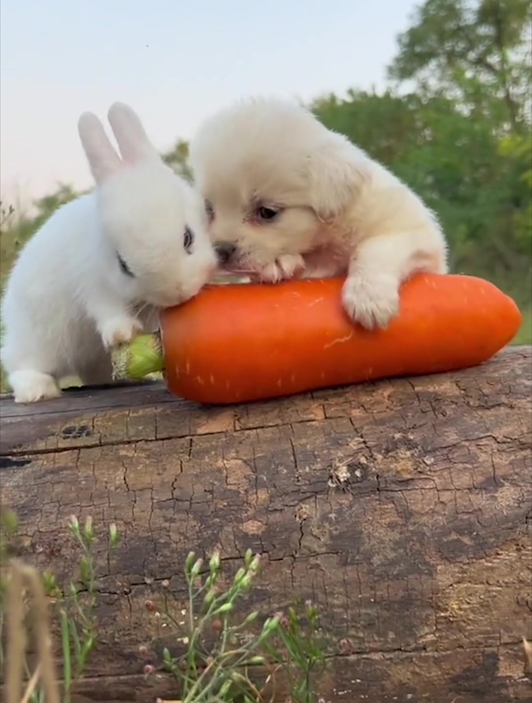 狗狗和小兔子贴贴