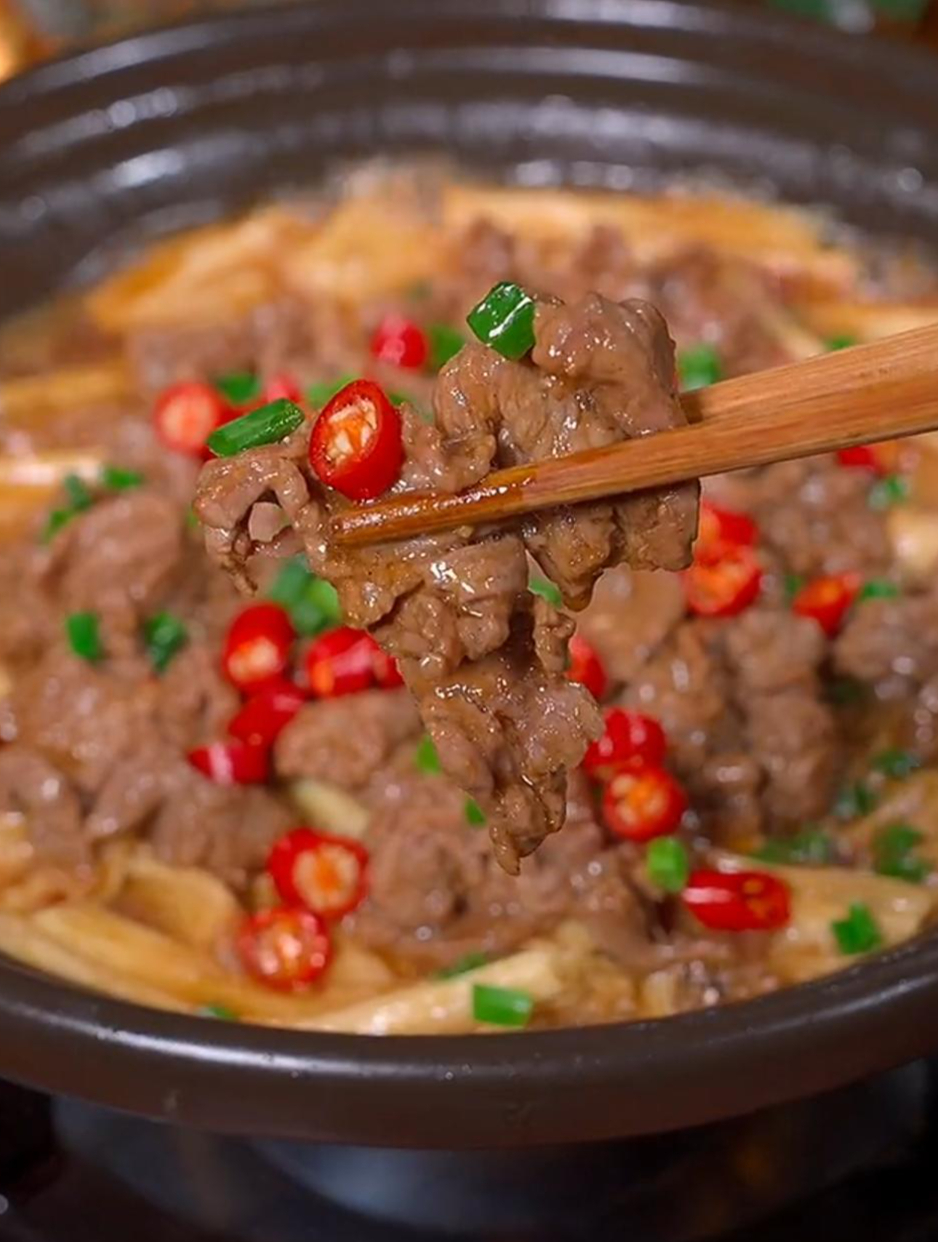 牛肉腐竹煲,嫩滑入味,孩子超爱吃
