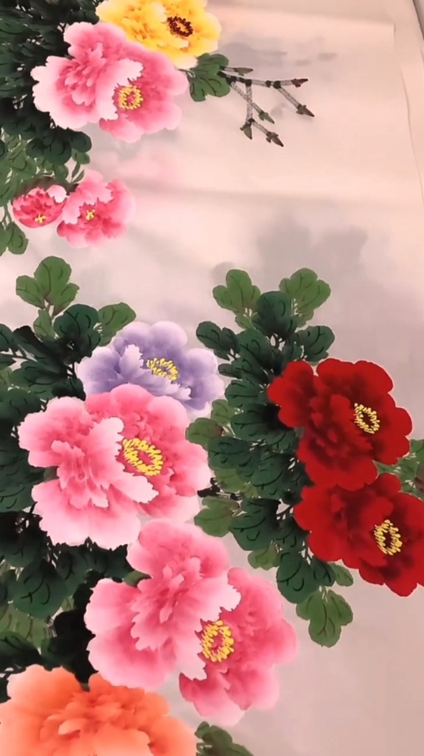 狄菲老师四尺横幅牡丹画!真正的国画高手