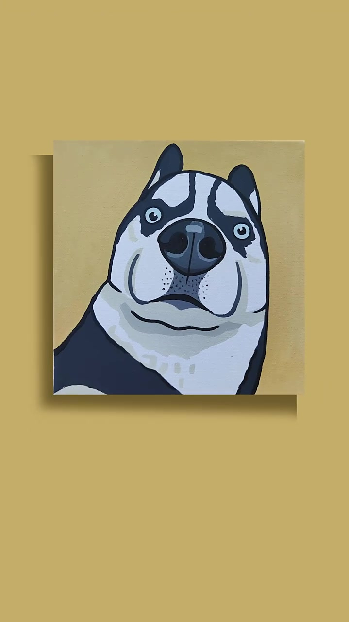 动物头像|哈士奇|丙烯画