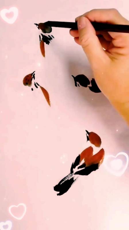 简笔画,国画,书法,毛笔,学画小鸟-度小视