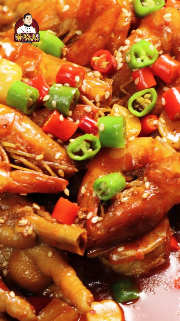 黄哈儿糯香干锅凤爪虾,香味醇厚,下酒神器-度小视