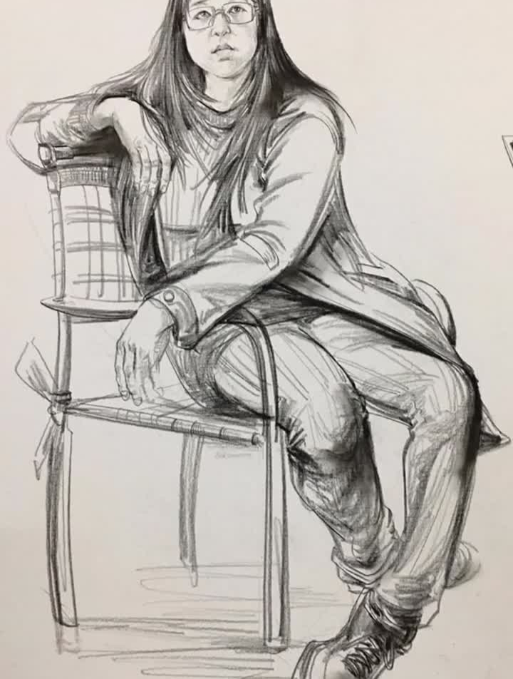 最近出差在外面画的几张对开示范美术生美术艺考速写