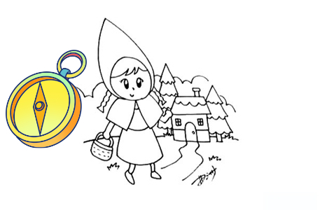 小红帽儿童简笔画 小红帽简笔画带颜色步骤图片