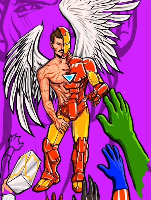 钢铁侠化作天使,小罗伯特唐尼,斯坦李,谢谢点赞关注,每天会画