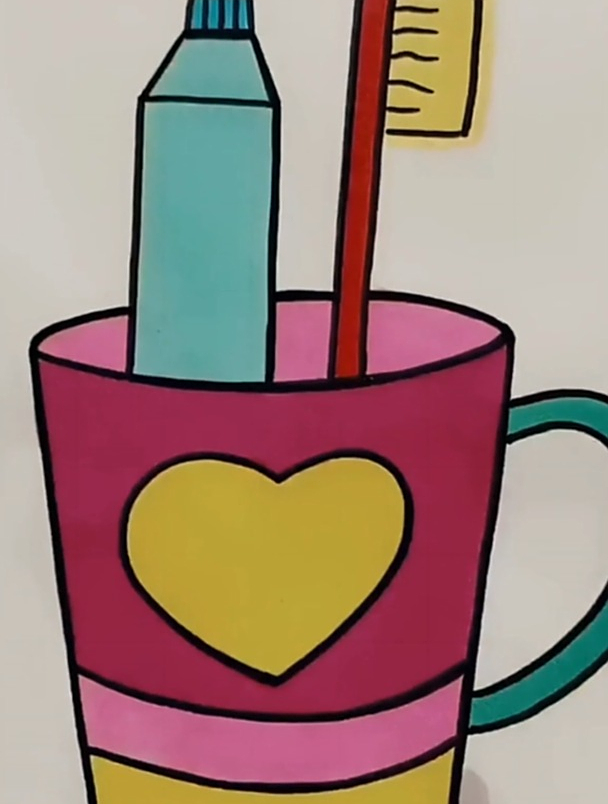 我的爱心牙缸简笔画,简笔画教学-度小视