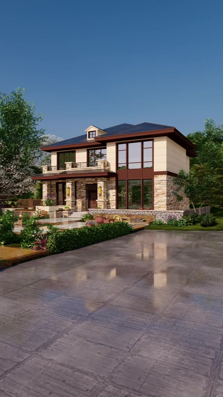 新中式二层别墅设计图纸自建房设计图效果图