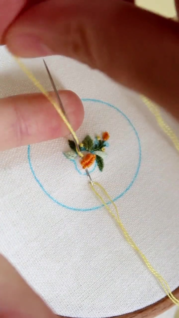 刺绣初学基础针法卷针绣绣一朵小花