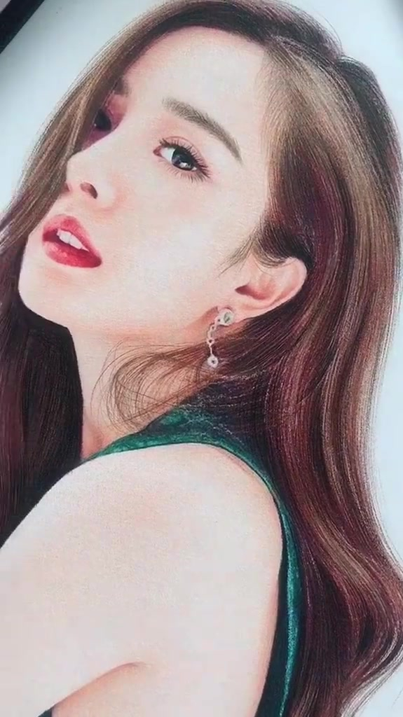 彩铅手绘画杨幂画像