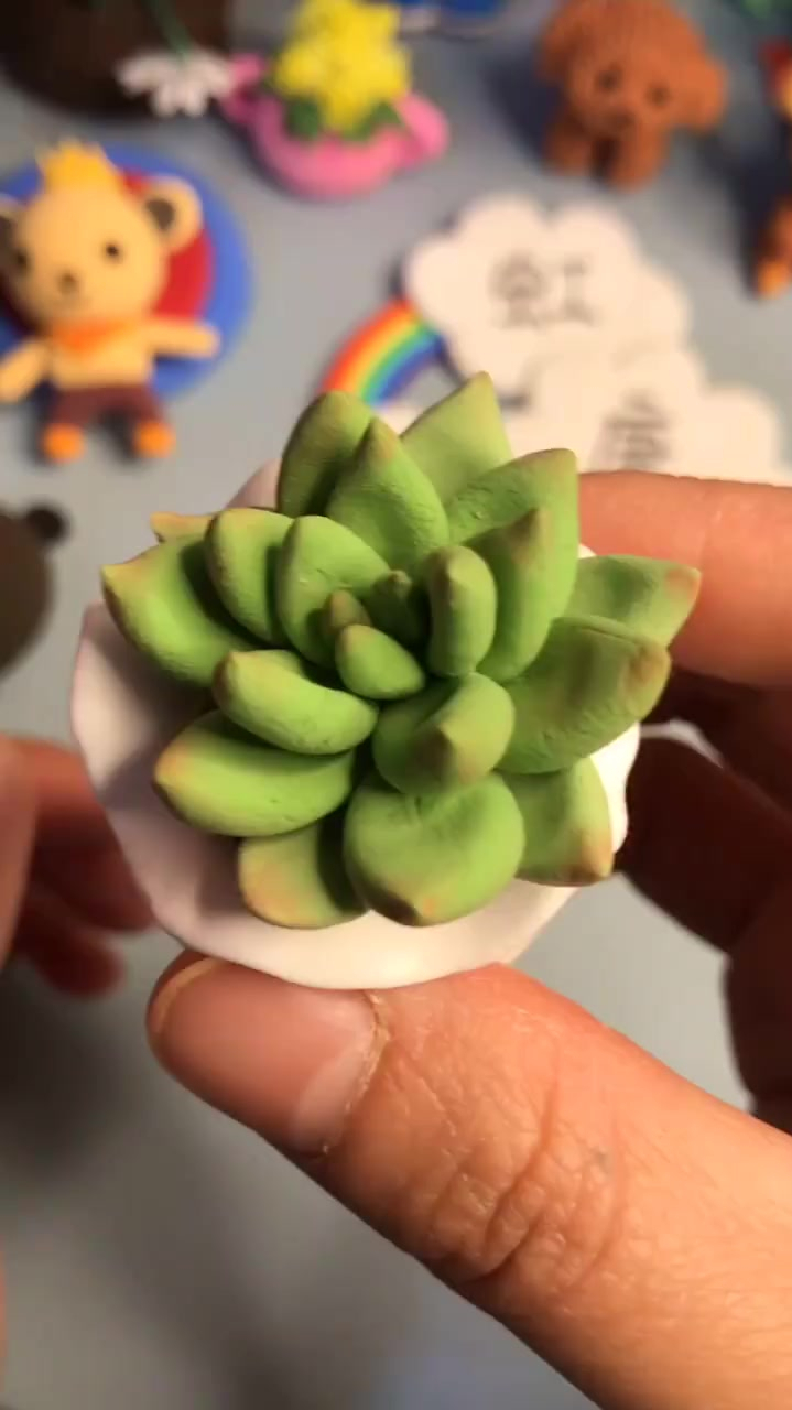多肉小花盆,教你制作超简单的超轻粘土多肉小花盆