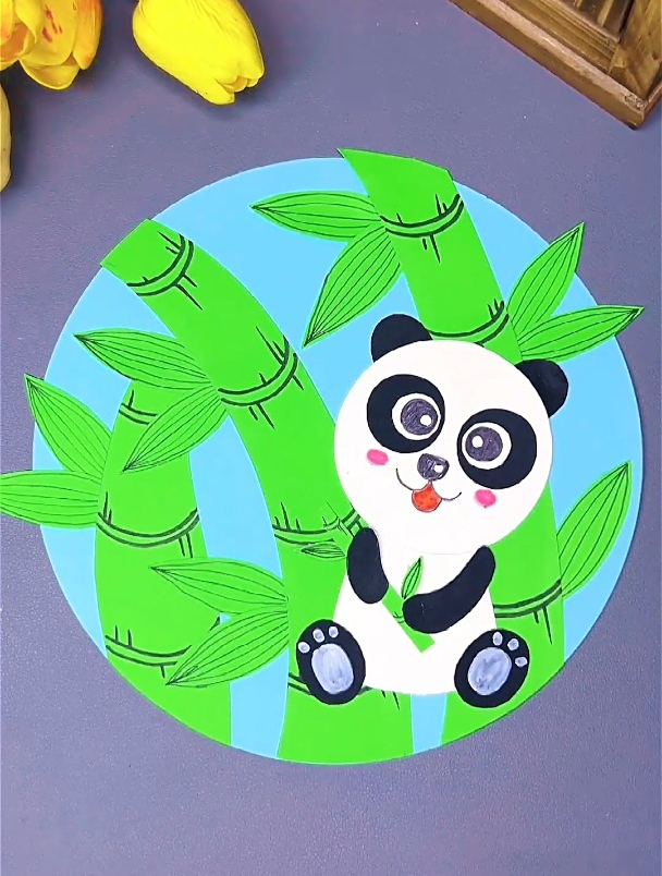 动物园里可爱的熊猫手工画.亲子手工 幼儿启蒙 儿童美术