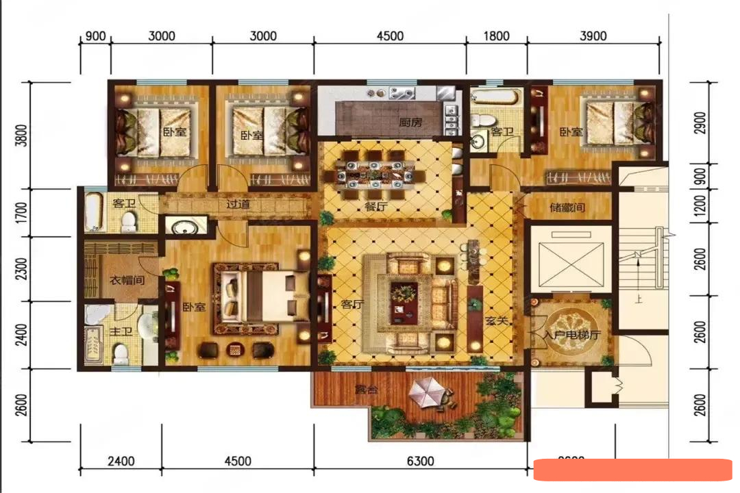 180平米6室户型图图片