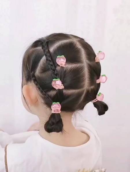 宝宝新款双抓髻真的好看,还搭配小辫子更好看