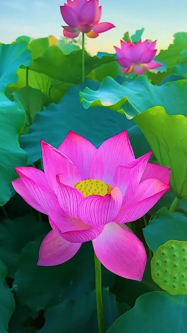 优美大自然:荷花池塘边,闻香迎面来,出泥不染身