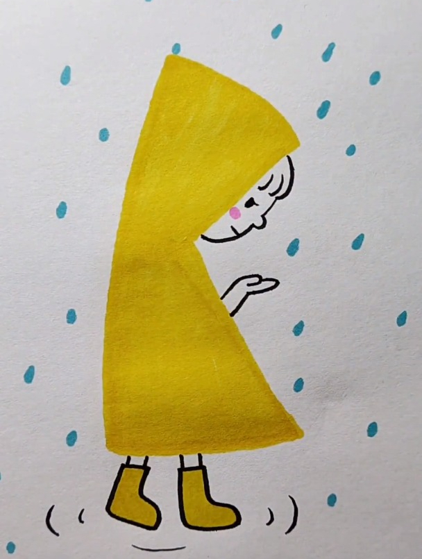 雨中的小女孩简笔画图片