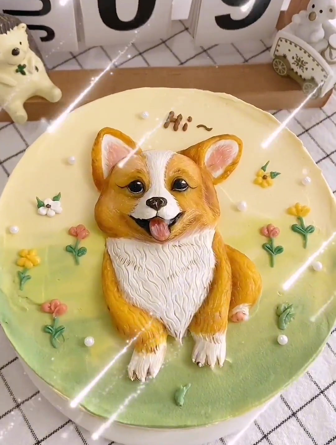 浮雕手绘柯基狗狗