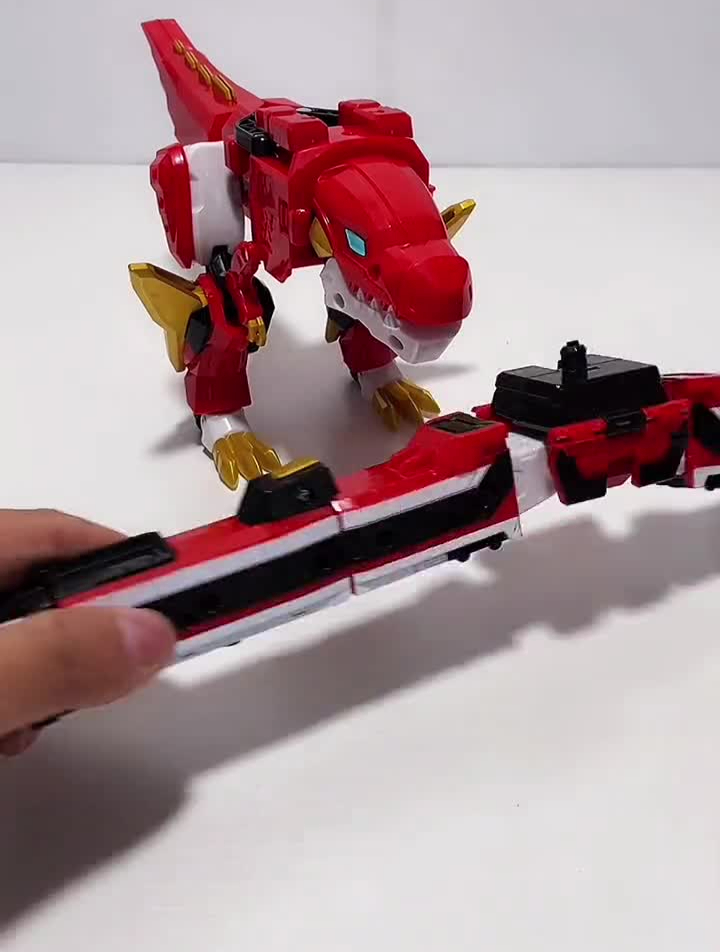 飞火列车霸王龙合体玩具心奇爆龙战车4战龙合体变形玩具