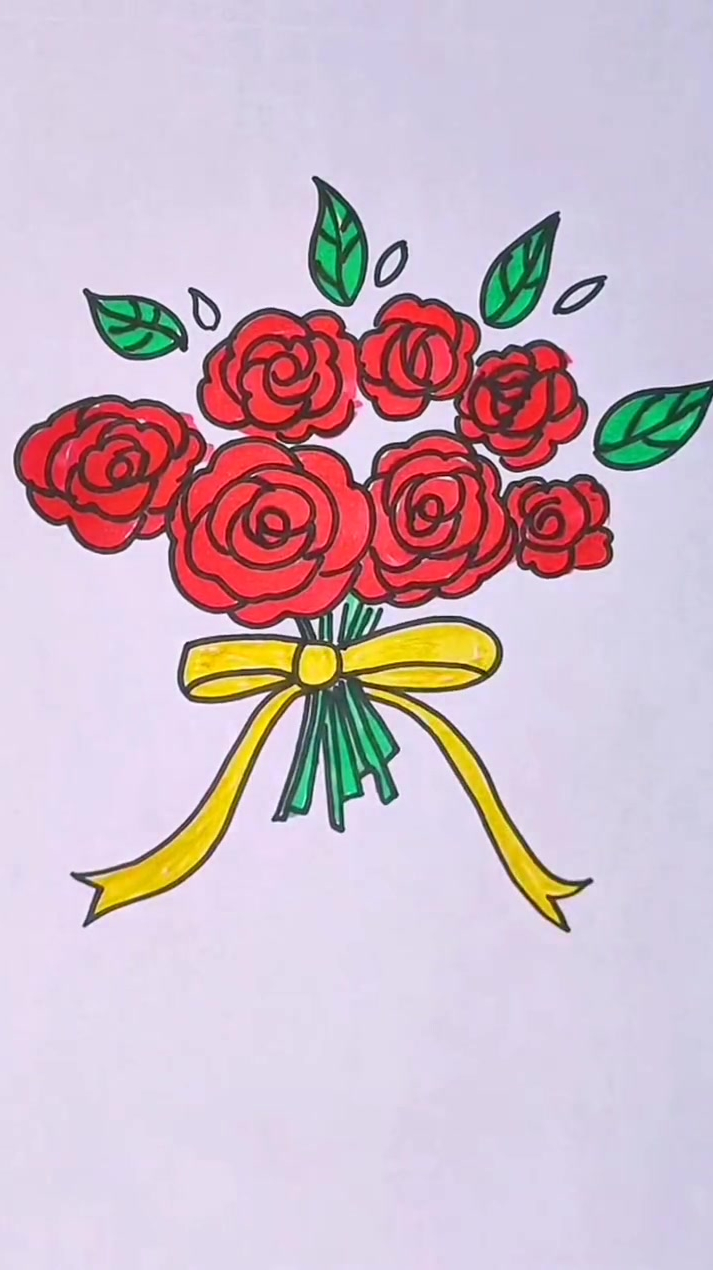 玫瑰花束简笔画教程简笔画教程