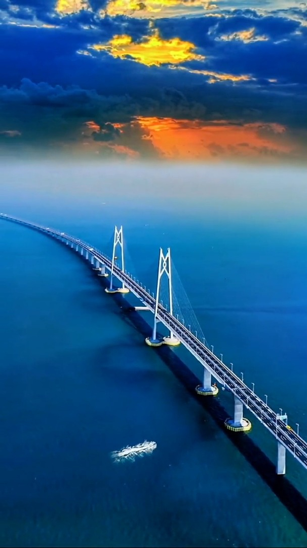 风景自然欣赏:港珠澳世界蕞长跨海大桥,全长55公里