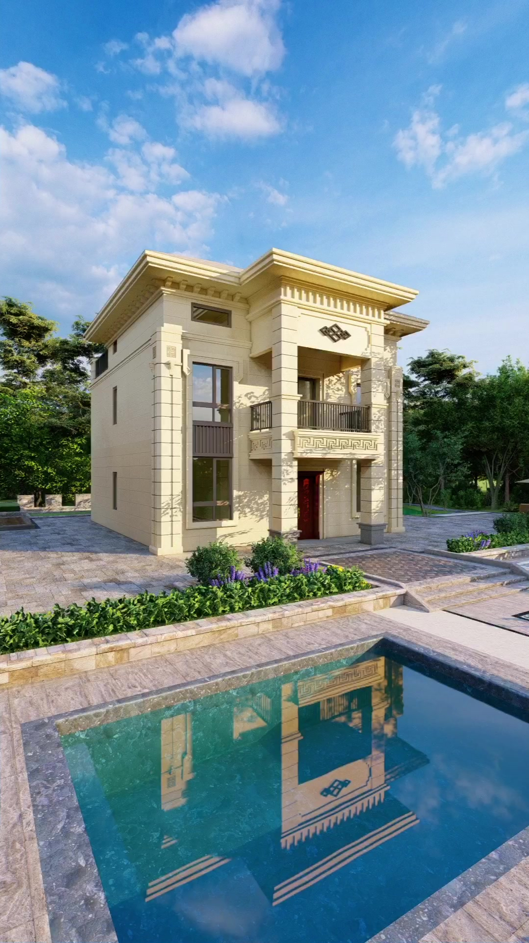 开间12米7款进深12米5长农村二层半法式别墅设计图纸自建房设计图建房