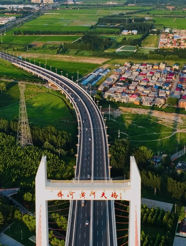 一座桥就是一道风景,航拍齐河黄河大桥