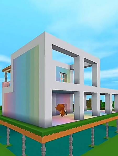 迷你世界速建水上炫彩生存别墅,好漂亮的样子!-度小视