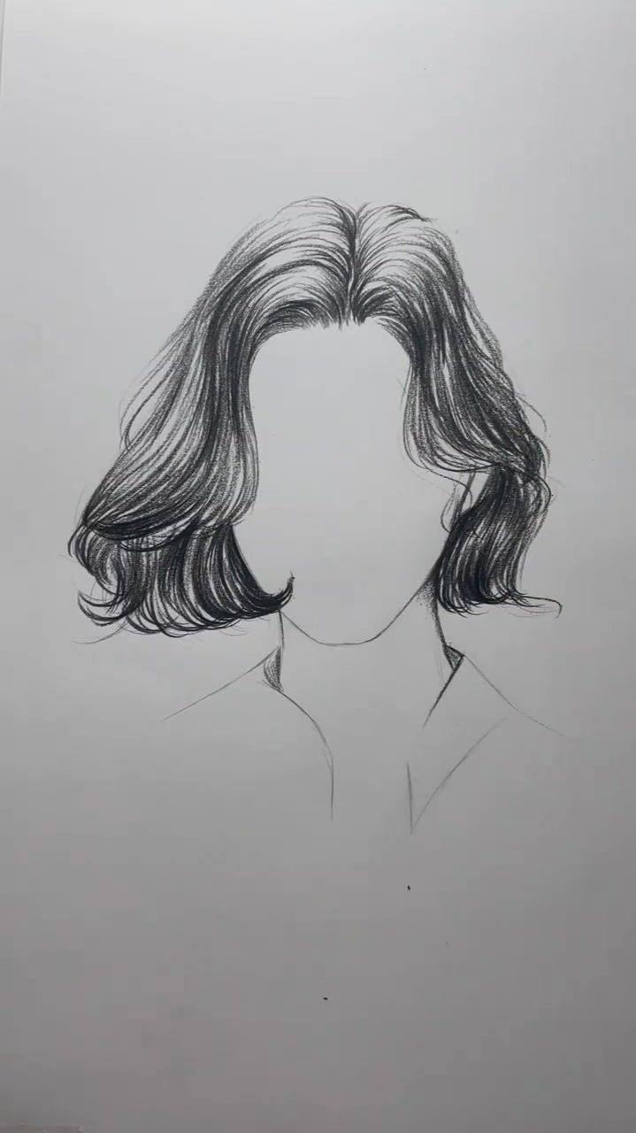 短发发型绘画,线条画,日常手绘