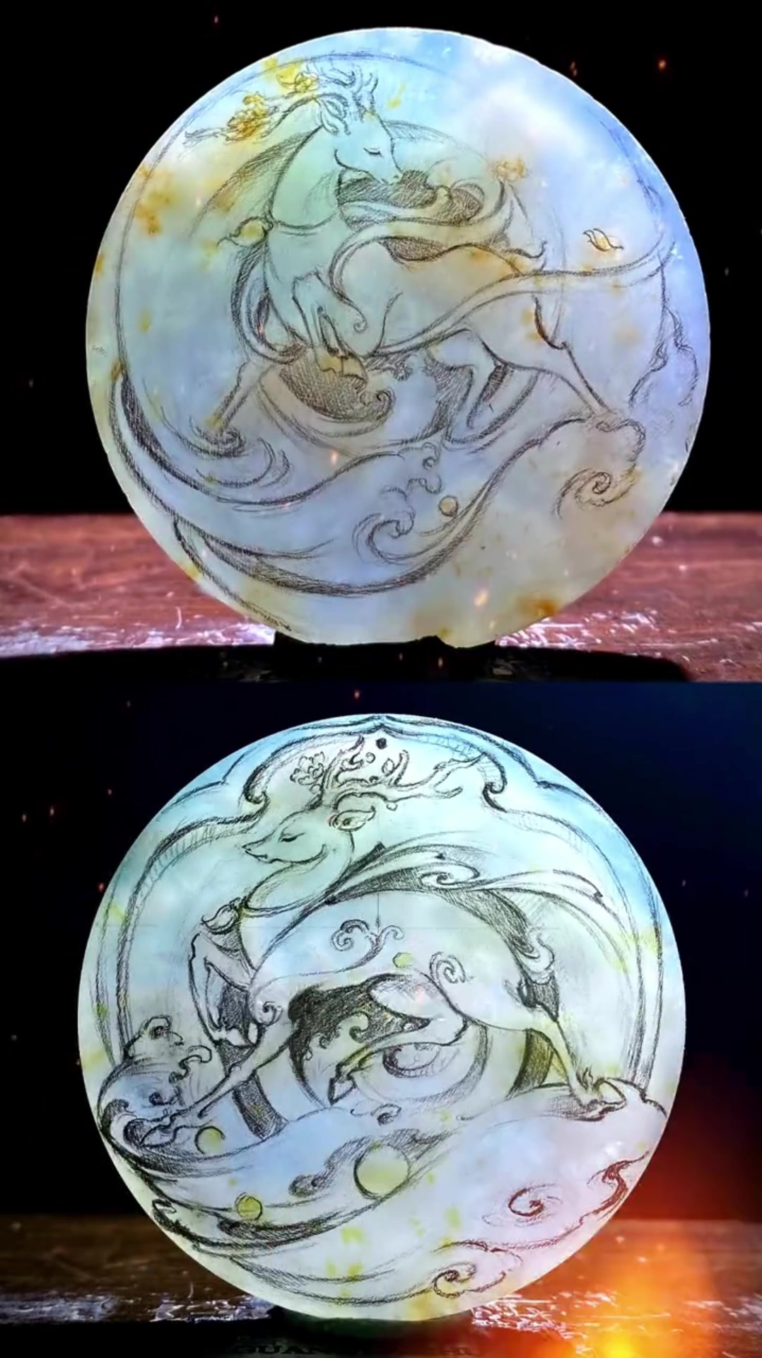 愿你一鹿好运,一鹿生花福禄双全,所想皆如愿!翡翠玉雕-度小视