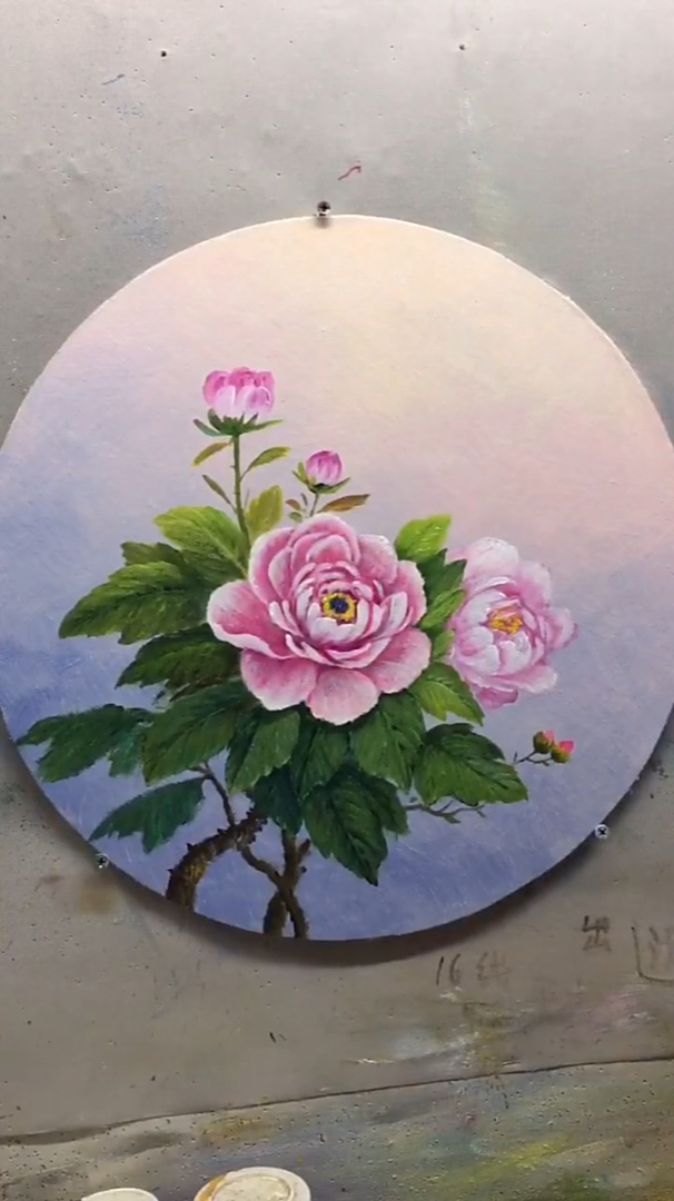 第一次用水粉绘牡丹感觉还行一起学习越画越好看