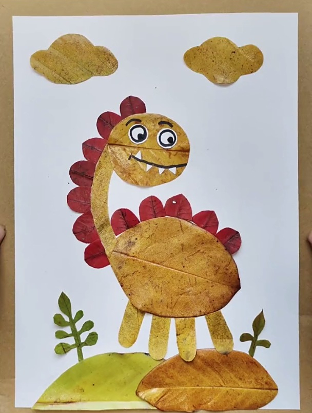 用秋天的树叶做小朋友最喜欢的小恐龙,快试试吧-度小视