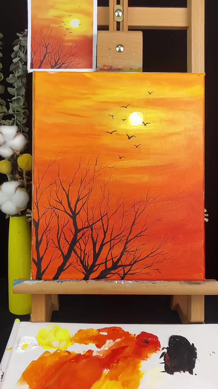 很简单的一幅画《黄昏下的树林》