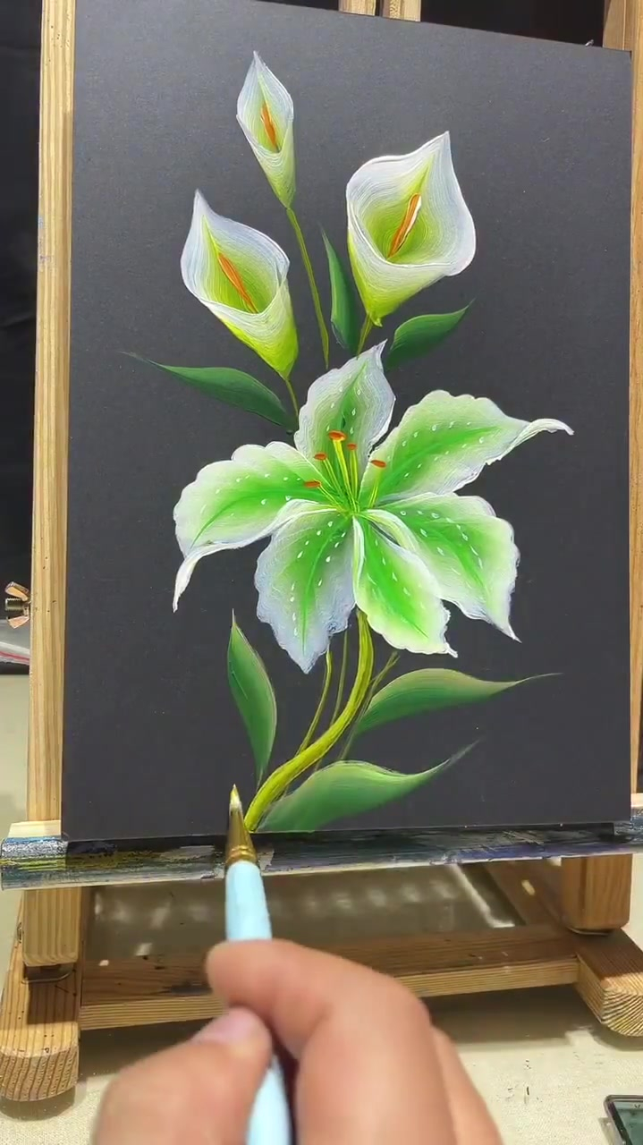 用丙烯画唯美花朵,绘画日常