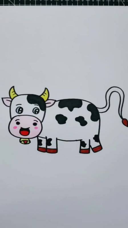 教宝宝画可爱的小奶牛简笔画