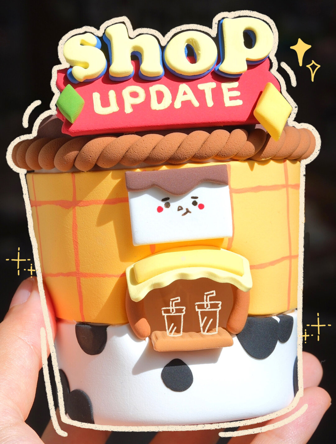 粘土diy杯子改造皮克斯甜品小屋