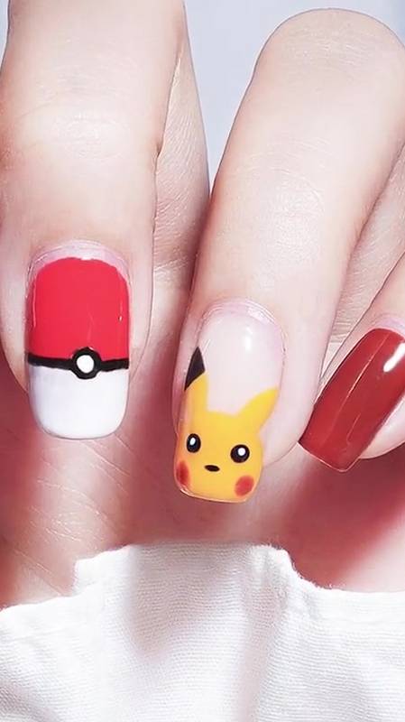 一看就会的皮卡丘美甲教程,敲级可爱-度小视