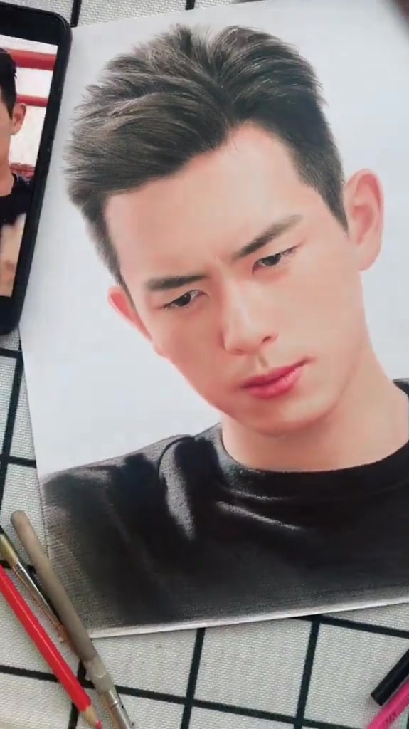 彩铅手绘画亲爱的热爱的韩商言李现画像
