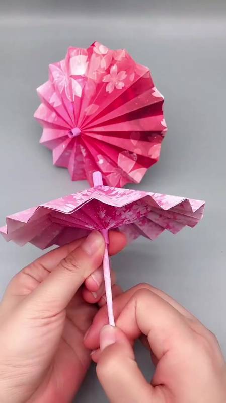 可伸缩的花雨伞diy手工制作折纸教程
