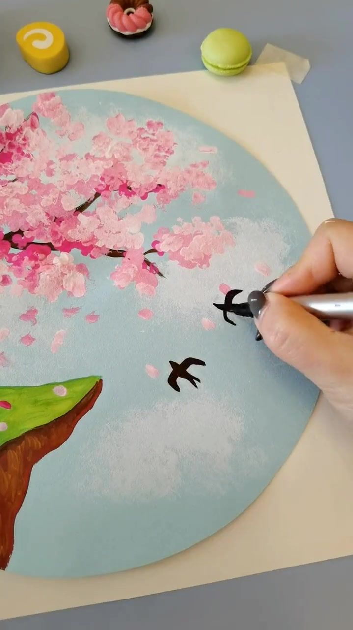 桃花树画简单图片