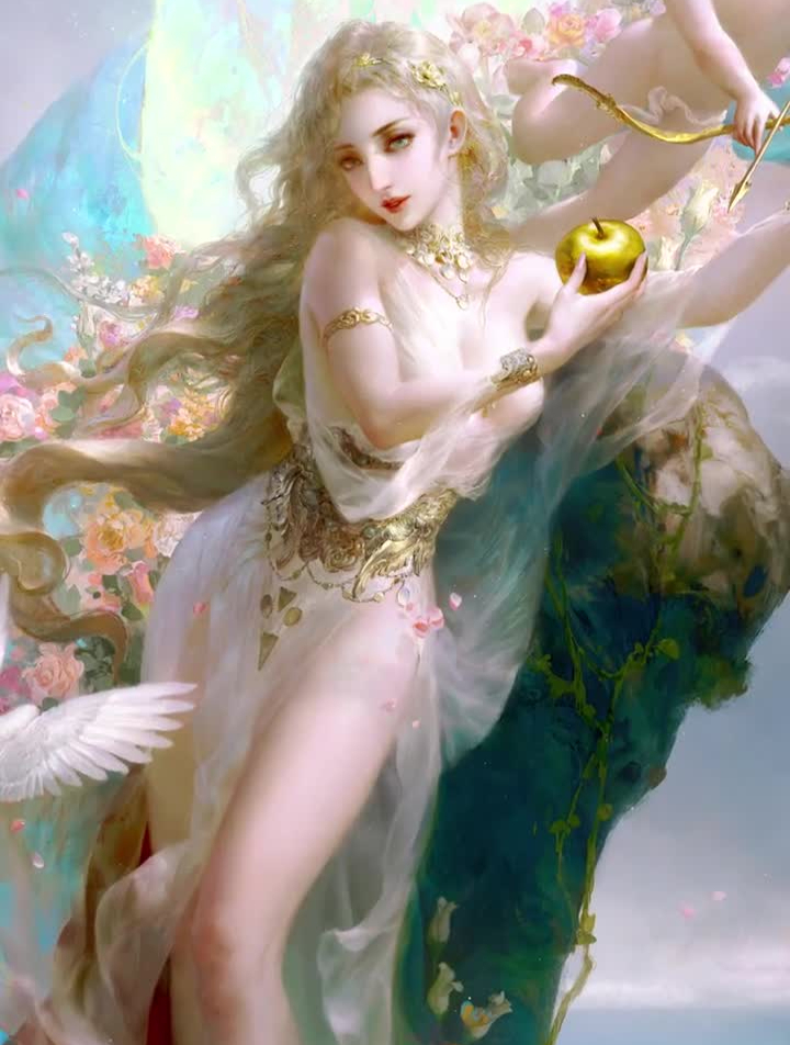 爱与美的女神·阿佛洛狄忒板绘原画cg绘画插画黄光剑音-度小视