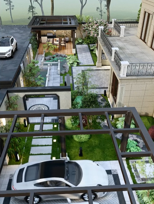 新中式庭院里车位怎么设计才不违和?