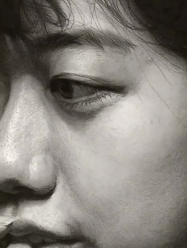 刘斌写实素描细节展示——一个女人是否精致,就看她的指甲-度小视