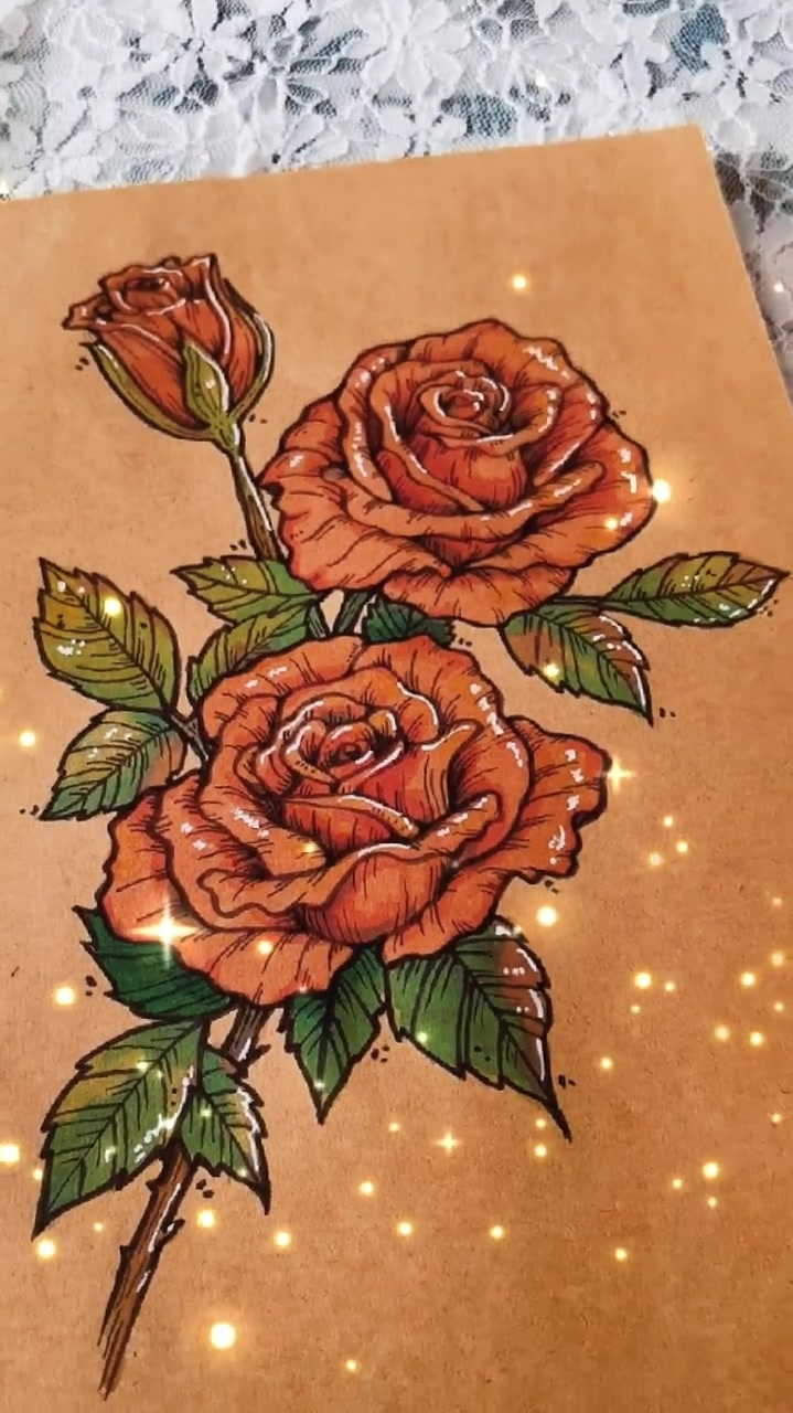 玫瑰花怎么画 马克笔图片